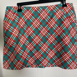PGA Tour Red and Green Plaid Skort